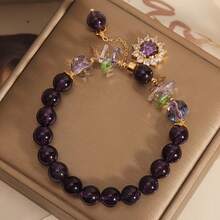 Healing Crystal/Purple Natural Bracelet With Sunflower Decoration - Purple And Gold Toned Fashion Jewelry - Multicolor - View 10