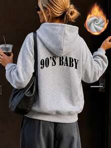 Autumn/Winter New Women's Hooded Fleece Sweatshirt, Simple Fashion Letter Print, Versatile Street Casual Style, Suitable For Women - Dark Gray - View 5