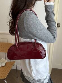 Tas Bahu Kulit PU Burgundy, Tas Tangan Modis, Cocok Untuk Anak Perempuan, Sempurna Untuk Kehidupan Malam, Gaya Jalanan, dan Acara Pernikahan - Burgundy - View 8