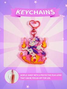 Anime Acrylic Keychain, Blaze & Rouge Anime Character Bag Charm, Cute Phone Pendant, Gift For Fans And Anime Lovers, Birthday, Halloween, Christmas, Valentine's Day - Multicolor - View 8