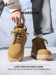 Warrior Fashionable Thick Soled Height Increasing Spring And Autumn Hiking Shoes For Small Stature Boots Ladies Ankle Boot Fleece-Lined Sneakers - Camel - View 7