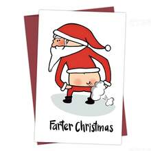 1pc Funny Santa Claus Greeting Card With Envelope, Holiday Blessing Card, Suitable For Anyone, Christmas Celebration Card, Perfect Gift For Friends And Family - A - View 1