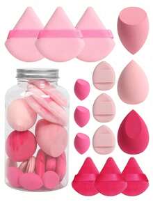 5pcs Random Makeup Sponge Set, Random Packaging Bottle/Bag; Complete Makeup Tool Set Including Regular Makeup Sponge, Mini Makeup Sponge, Powder Puff, Mini Powder Puff, Mini Finger Cushion Powder Puff; Suitable For Foundation, Concealer, Loose Powder Base Makeup, Creating Flawless And Long-Lasting Makeup; Multi-Color Makeup Sponges, Latex-Free Material, Dry And Wet Use, Also Can Be Used As Dedicated Makeup Tool For Creamy Foundation - Multicolor - View 1