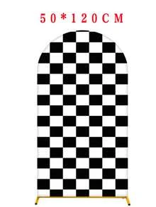1pc/65pcs 2D Flat Chiara Arch Racing Backdrop - Durable Lycra Spandex Fabric, Black & White Checkered - Suitable For Event And Party Decoration (Stand Not Included) - Multicolor - View 20