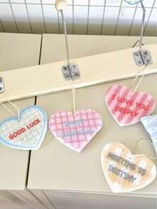 1pc Cute Dopamine Heart-Shaped Cellulose Dish Sponge, Plaid Print Wood Pulp Kitchen Sponge, Absorbent Compressed Cleaning Sponge For Dishwashing - Love - View 3