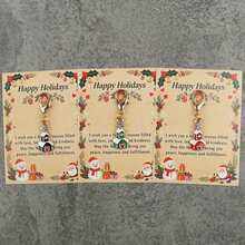 3pcs/6pcs Christmas House Enamel Keychain Charms, Church Cottage Pendant With Happy Holidays Greeting Card, Lobster Clasp Holiday Gift - Multicolor - View 10