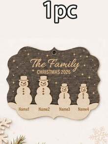 Custom Snowman Family Christmas Ornament, Personalized 2-5 Name Tree Hanging Decor, Festive Rustic Holiday Style, Customized Family Christmas Decoration, Customizable Name Keepsake, Christmas Tree Ornament, Family Holiday Gift 2026, Family Tree Gift - Style a - View 14
