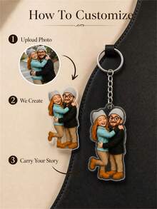 Personalized Cartoon Portrait Keychain, Custom Photo Ornament For Keys Or Bags, Birthday And Memorial Gift - Multi-color - View 6