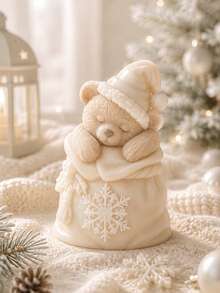 1pc Candle Mold, Christmas Bear Gift Design, Exquisite Knitted Texture Clear Detail Aromatherapy Candle, Diffuser Stone Mold Reusable Easy To Demold, Christmas Gift - Christmas Mold - View 6