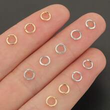 400pcs/600pcs/800pcs/1000pcs KC Golden+White K DIY Connector Rings, Includes Multiple Sizes Jump Rings, Round Single Loop, Suitable For DIY Jewelry Making, Bracelets, Anklets, Beaded Accessories, Pendant Necklace Connectors, Bag Chain Connector Rings, Open Jump Rings, Earring Dangle Open Loops, DIY Handmade Jewelry Accessories Making Materials - Jump Ring - View 2