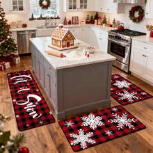 1/2/3 buah Karpet Dapur Bertema Natal, Karpet Dapur Flanel, Nyaman, Lembut, Menyerap Air, Anti Selip, Dapat Dicuci dengan Mesin, dengan Alas Anti Selip, Cocok untuk Berbagai Suasana: Pintu Masuk, Ruang Tamu, Kamar Tidur, Dapur, Ruang Makan, Kamar Mandi, Ruang Cuci, Lorong, Keset Dekorasi Rumah Liburan Natal - MultiWarna - View 6