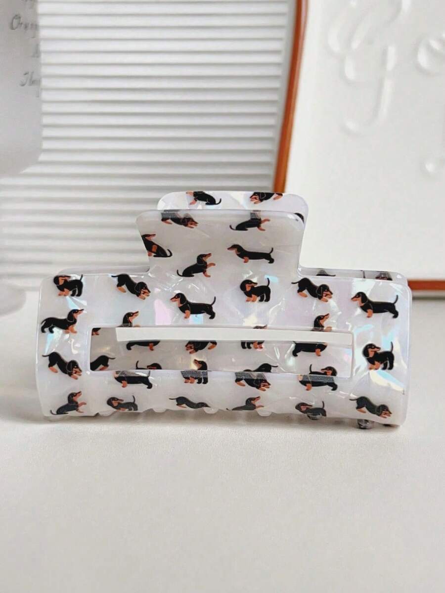 1pc New Style Large Pearl Glossy Dachshund Hair Clip, Strong Grip, Suitable For Thick Hair, Perfect For Daily Wear Or As A Gift For Close Friends