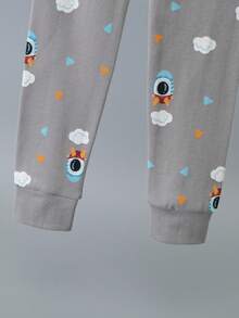 9 Sets 2 Random Floral Pattern Boys Cartoon Pure Cotton Underwear Set Cute Print Medium Thick Long Sleeve Long Pants Loungewear Set Autumn Top And Bottom - Multicolor - View 8