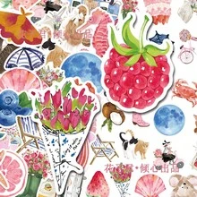 50 Sticker Designs Of Cartoon Pink Girls | Luggage, Guitar, Skateboard, Water Cup, Computer Desktop - High-Gloss Vinyl, Self-Adhesive, Disposable - Pink - View 1