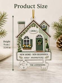 1pc Personalized New Home Christmas Ornament For Family, Custom Family Name & House Color Acrylic Ornament, First Home Keepsake,Christmas Tree Decor,Christmas Gift - Mint Green - View 7