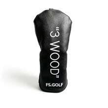 Minimalist Letter Design Golf Club Head Cover Black PU Wear-Resistant Driver 3/5 Wood Hybrid Club Protector - Black - View 3