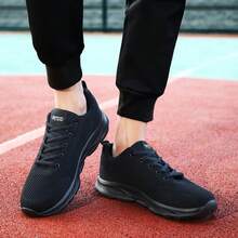 New Men's Casual Sports Shoes, Lightweight And Breathable, Versatile For Commuting, Suitable For All Seasons, Daily Hiking And Sports Wear - All Black - View 2