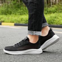 Men's Flat Versatile Skate Shoes, Lightweight Soft Sole Mesh Breathable, Suitable For All Seasons Daily Hiking Sports Commuting Wear - Black - View 1