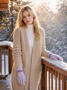 Girl Style Heart Embroidery Touchscreen Knit Gloves, Unisex Autumn/Winter Colorblock Soft Thick Warm Fingerless Gloves For Daily Outdoor Cycling Commuting Cold Protection Wrist Guard - Multicolor - View 9