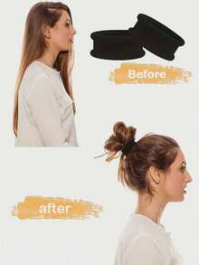 1/20pcs High Elasticity Super Wide Seamless Hair Bands - Non-Damaging Hair Ties, Perfect For Women's High Ponytails - Black - View 7
