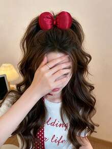 1pc Women's Sweet Cute Padded 3D Bow Hair Clip, Elegant Back Of Head Banana Clip For High Ponytail - Multicolor - View 2