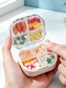 Waterproof Pill Box With Pixel Cat Pattern, Independent Sealed Compartments, Moisture-Proof Mini Visible Pill Box, Portable Printed Divided Pill Box, Travel Carry-On Pill Box, Cute Mini Pill Box, Double Layer 8-Compartment Capsule Storage Box - Multicolor - View 9