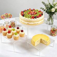 Kệ trưng bày cupcake bằng acrylic trong suốt hình tròn nhiều tầng, giá trưng bày món tráng miệng, phù hợp trang trí bánh sinh nhật, tiệc cưới và triển lãm - Nhiều màu - Xem 3