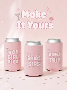 Personalized Can Sleeve, Pink Hot Girl Sips Beverage Cover With Retro Lettering, Custom Text Drink Sleeve For Women And Friends, Pool Party And Bridal Event Accessory, Cup Sleeve For Daily Drinks, Girls Night Celebrations And Gift Giving - Multicolor - View 4