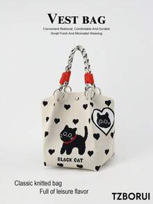 1pc Cute Cartoon Animal Large Capacity Lightweight Handbag, Suitable For Commuting, School, Travel, Portable And Easy To Match With Clothes, All Seasons - Multicolor - View 1