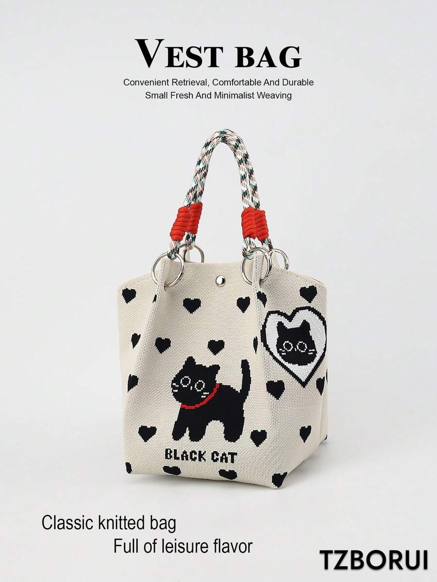 1pc Cute Cartoon Animal Large Capacity Lightweight Handbag, Suitable For Commuting, School, Travel, Portable And Easy To Match With Clothes, All Seasons - Multicolor - View 1