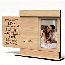 Wooden Rotating Photo Frame Ornament, Couple Commemorative Home Photo Decor - A - View 5