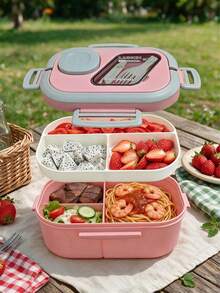 SEAL LOCK Large Capacity School Lunch Box, Adult Bento Box, Lunch Container - Built-In Utensils, Microwave (Remove Lid), Lunch Bag, Suitable For Home, School, Office, Travel, Back To School, Outdoor Picnic - Multicolor - View 3