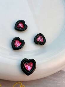 Y2K Pink & Black Heart & Star Nail Art Decorations, 5pcs, 3D Resin Rhinestone Nail Charms, Millennium Nail Art Supplies, 3D Nail Decorations, Fashionable & Cool Nail Art Accessories, Nail Art Decorations, Professional Nail Art Decorations, Nail Decorations, DIY Personalized Nail Art Gems, Suitable For Home Nail Art Decoration - Multicolor - View 13