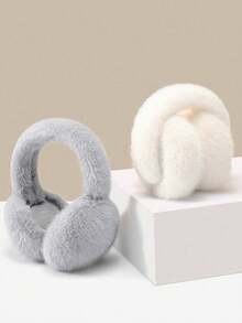 1PC Kids Winter Ear Muffs, Warm Plush Ear Warmers For Boys & Girls, Foldable Ear Covers For Cold Weather - Multicolor - View 4