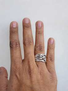 1pc Women's Intertwined Ring, Suitable For Wedding, Engagement, Anniversary, Party Wear, Valentine's Day Gift, No Packaging Box - Silver - View 3