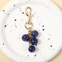 Creative Retro Simulation Fruit Blueberry Keychain, Green Leaf Metal Chain Pendant, Bag Decoration, Small Gift - Multicolor - View 10