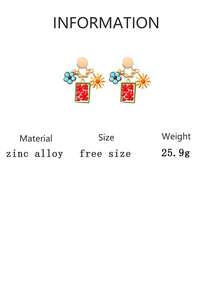 1 Pair Vintage Luxury Colorful Oil-Drip Floral Geometric Pendant Round Stud Earrings, Ethereal Exquisite Early Autumn Fashion Women Earrings - Elegant Floral Earrings - View 10