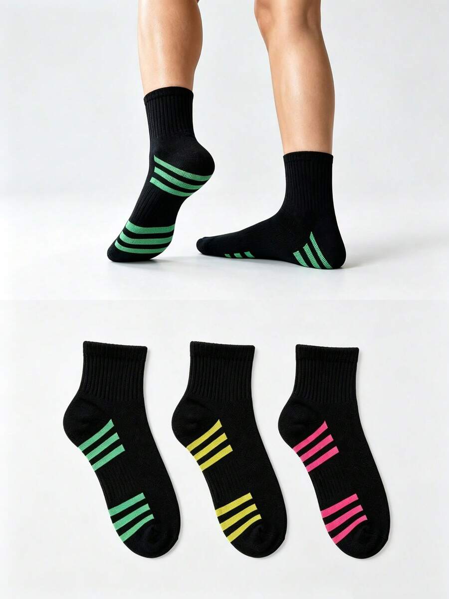 1/3 Pasang Kaos Kaki Olahraga Profesional Unisex, Kaos Kaki Lari Maraton dengan Sol Handuk, Sol Tebal, Peredam Guncangan - MultiWarna - View 1