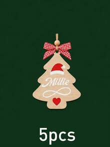 Custom Wooden Christmas Tree Ornament, Personalized Name Santa Hat Holiday Decor, Festive Rustic Christmas Style, Customized Hanging Wall Decoration, Customizable Name Tree Ornament, Christmas Party Decor, Holiday Keepsake Gift, Christmas Gift 2026 - Style B - View 8