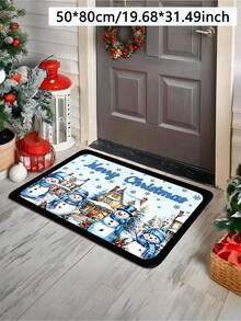 1pc Christmas Winter Snow Scene Snowman Pattern Kitchen Mat, Soft Flannel Touch Absorbent Home Entryway Rug, Easy To Clean Washable Area Runner Mat, Kitchen Runner Carpet, Suitable For Kitchen, Bathroom, Entryway, Laundry Room, Hallway, Bedroom, Living Room Decor, All Season, Great Gift, Christmas Atmosphere Decorative Mat - View 6