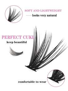 280PCS D Curl Thick & Fluffy Eyelash Clusters, Individual False Cluster Lashes, Easy‑To‑Wear DIY Lash Extensions, Reusable Soft Individual Lashes, Boost Eye Dimension For Daily Dating Festival Stage Party, Multi‑Scenario Eye Makeup Accessory - D - View 3