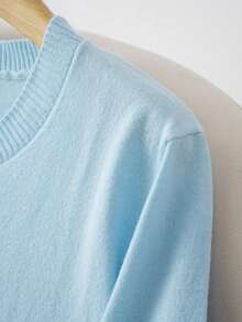 GIGOGOU 大尺碼 1XL-4XL 秋冬基礎款女式針織毛衣上衣 長袖 秋季服飾 - 霧霾藍 - 查看 6