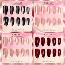 40pcs Fashion Cat Eye Nail Stickers Short Set - Silver, Light Pink, Red And Black Gradient Ballet Short Style With Glitter Effect - Reusable, Includes Jelly Glue And Nail File - Perfect For Parties, Proms And Casual Wear - Multicolor - View 6