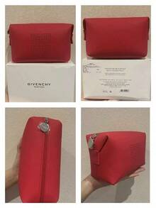 Givenchy Parfums Red Embossed 4G Logo Cosmetic Bag Portable Travel Zipper Makeup Storage Pouch Elegant Ladies Toiletry Organizer For Daily Use And Holiday Gift - Red - View 7