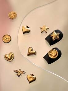 1pc Nail Art Mold Clover Heart Stamp Bow Coin Vintage Embossed 3D DIY Decoration Silicone Mold - Clear - View 4