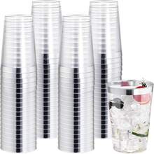 10pcs Clear Silver Cups, 7oz (Approx. 200ml) Crystal Clear Cups, Suitable For Cocktails, Champagne, Beer, Martini, Desserts, Perfect For Parties And Weddings - Silver - View 8