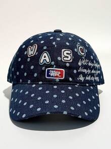 1pc Star, Polka Dot, Letter Embroidered Baseball Cap, Unisex Couple Style, Retro Soft Top Hat, Blogger Style Baseball Cap, Fashion Decorative Outfit Curved Brim Hat - Multicolor - View 5