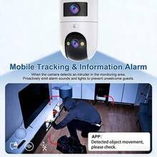 JOOAN 1296P Full HD Dual Lens Security Camera 360° Panoramic View Day & Night Full Color Auto Tracking Electronic Fence Sound Detection 5G Dual Band WiFi AP Hotspot Offline Monitoring Supports SD Card & Cloud Storage - White - View 7