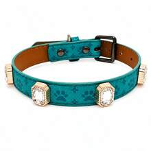 1pc Non-Choke Pet Dog Collar, Customized Pattern With Rhinestone Inlay, Suitable For Small And Large Dogs And Cats, Cat Leash, Leather Collar - Multicolor - View 24