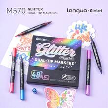 Languo Glitter Effect Marker Pen Set, Dual-Tip Dual-Color 1-5mm Soft Brush-Tip Shiny Markers For Graffiti, Writing And Art Projects - Multicolor - View 10